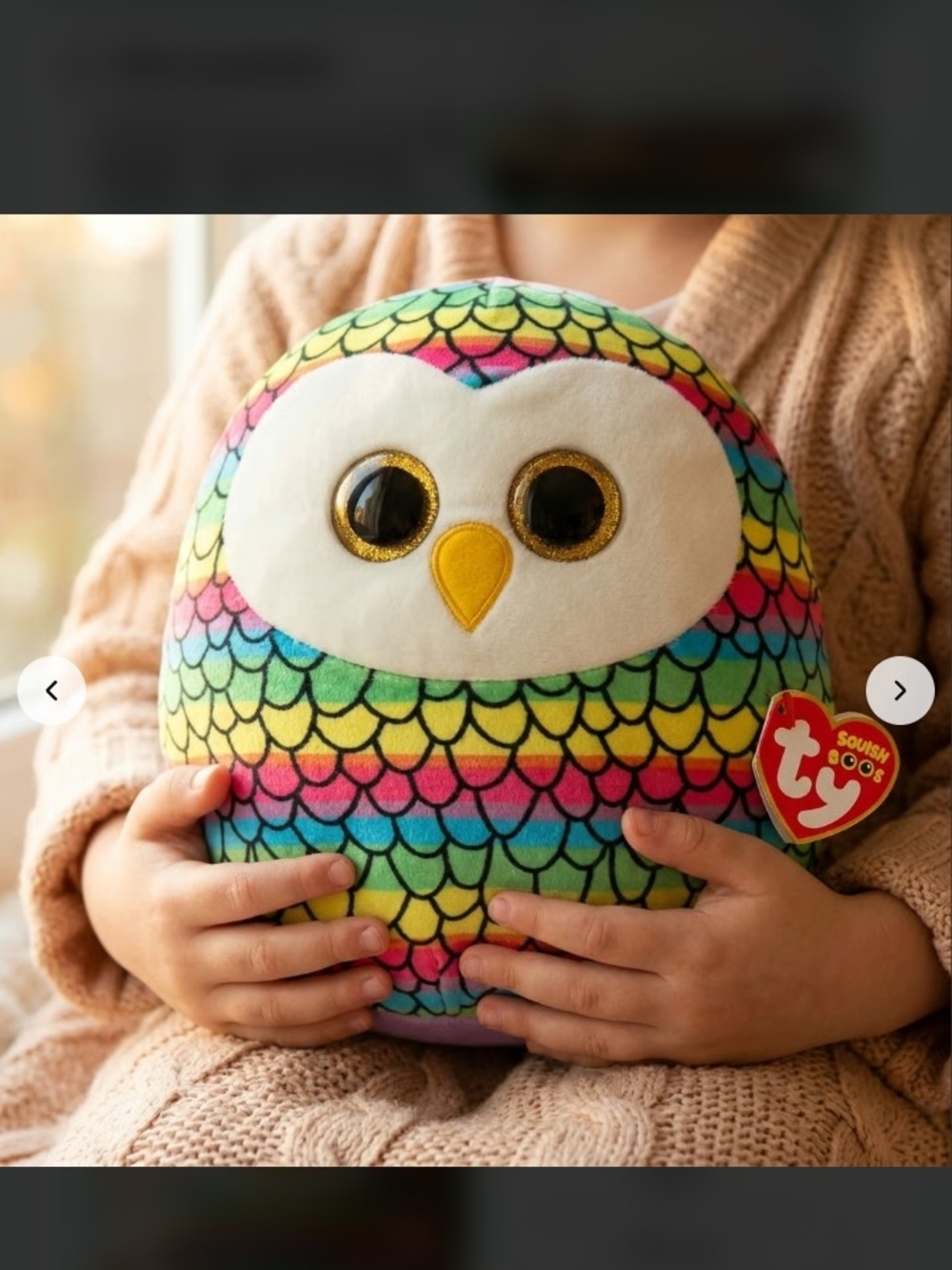 TY Squish-A-Boos Multicolor Rainbow Owl Plush for Small Pets